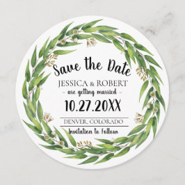 Convite Flowering Willow Wreath Casamento Salve a Data