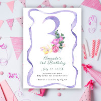 Flowers and ribbon number aniversário de 3 anos Pa