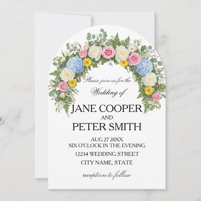 Convite Flowers arrangement Budget Wedding Invitation (Frente)