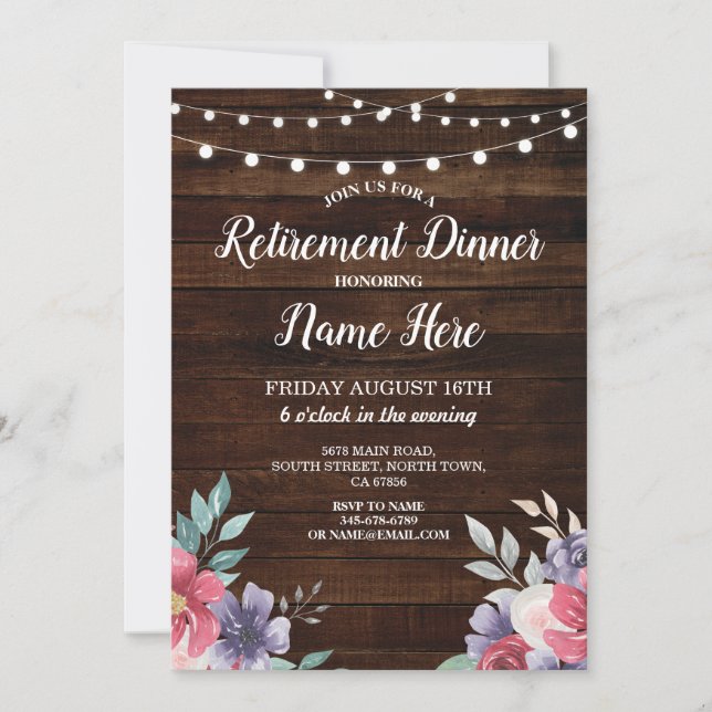 Convite Flowers de Madeira PinkFlowers Reformados da Parte (Frente)