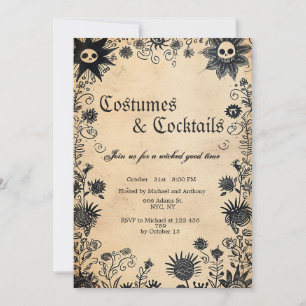 Convite Flowers de Spooky Festa de Halloween