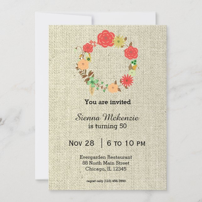 Convite Flowers faz aniversário (Frente)