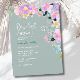 Convite Flowers in pink tones boho summer Bridal Shower