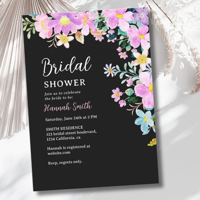 Convite Flowers in pink tones boho summer Bridal Shower (Criador carregado)