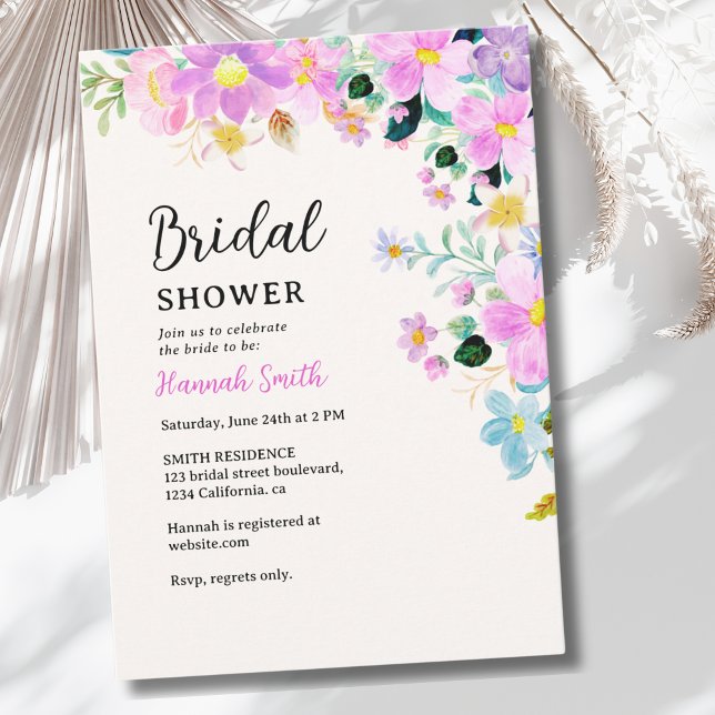 Convite Flowers in pink tones boho summer Bridal Shower (Criador carregado)