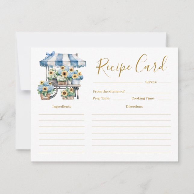 Convite Flower's Shop Bridal Shower Recipe Card (Frente)