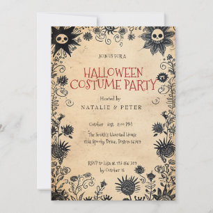 Convite Flowers Spooky Festa de Halloween