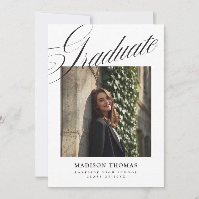 Convite Flowy Typography Graduation Invitation (Frente)