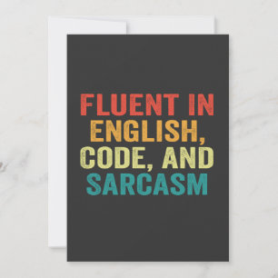 Convite Fluente em inglês Code e Sarcasm Engraçado Codific