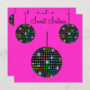 CONVITE FLURO PINK DISCOBALL SWEET SEZE PARTES