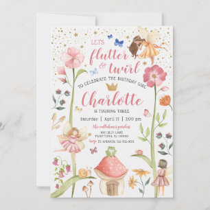 Convite Flutter e Twirl Jardim Encantado de Fadas de Anive