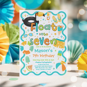 Convite Flutue Em Sete Festa de Aniversário de 7 Anos na P