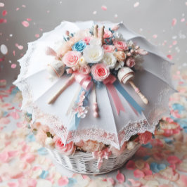 CONVITE FLUXAS DE UMBRELLA DE CHÁ BRANCO CLASSY, BEBÊ RATT