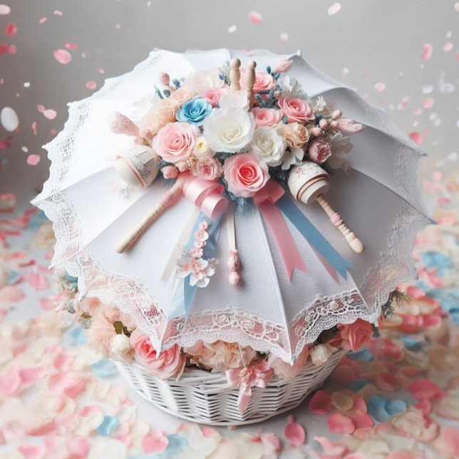 CONVITE FLUXAS DE UMBRELLA DE CHÁ BRANCO CLASSY, BEBÊ RATT (Criador carregado)