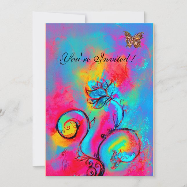 Convite FLUXAS E MANTEIRAS QUÍMICAS cor-de-rosa azul (Frente)