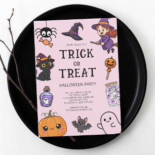 Convite Fofa Fantasia de Halloween de Truque ou Tratamento