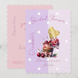 Convite Fofa Fé Arco Cereja Pastel Floral Cupcake Coração