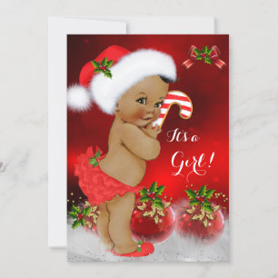 Convite Fofa Menina de Natal Vermelho Branco Chuveiro de B