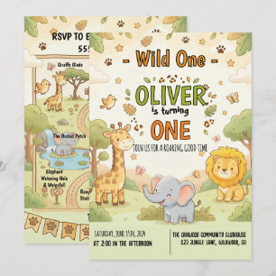 Convite Fofa Safari Fera Bebê Aniversário