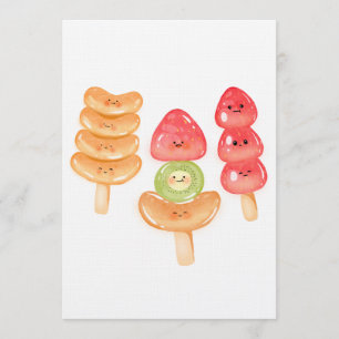Convite Fofa Tanghulu Desenhada à Mão Kawaii