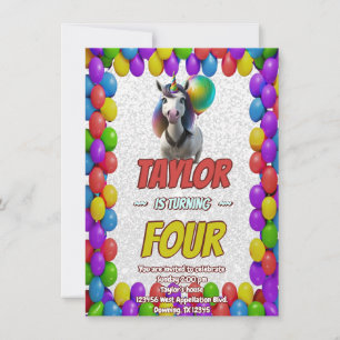 Convite Fofinho Bonito Unicórnio Pensado Aniversário Convi
