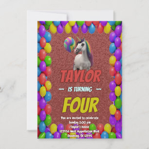 Convite Fofinho Bonito Unicórnio Pensado Aniversário Convi