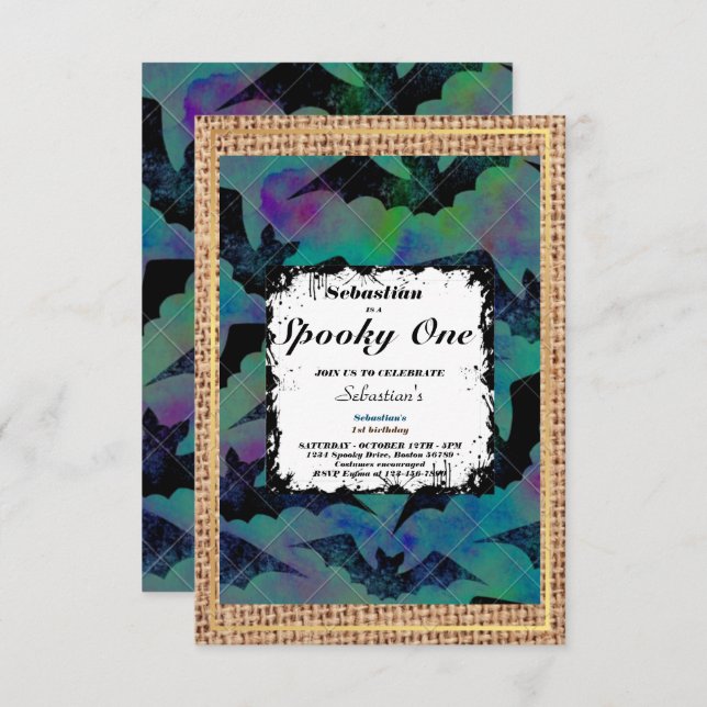 Convite Fofinho Fantasma de Halloween Festa de 1º Aniversá (Frente/Verso)