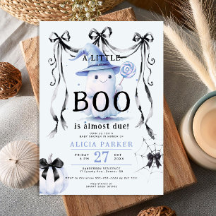 Convite Fofinho fantasma pequeno boo Halloween menino chá 