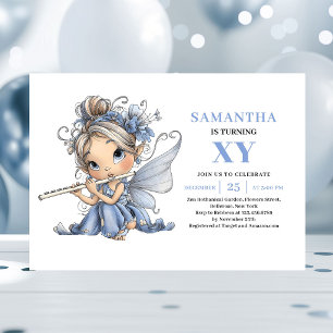 Convite Fofo de 4º Aniversário da Menina Fada Azul