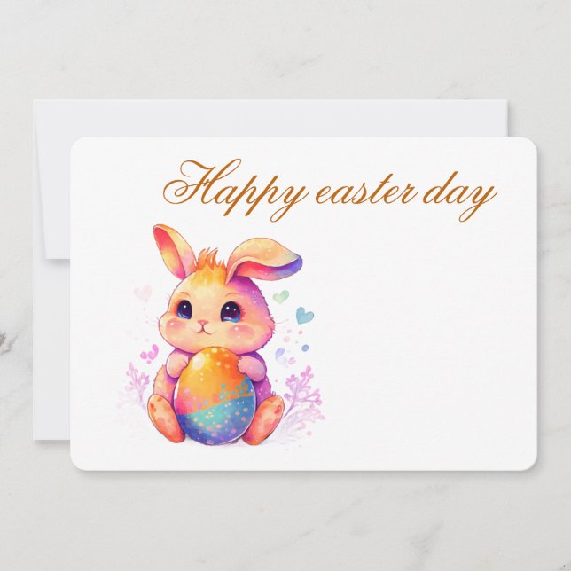 Convite Fofo do Coelho de Páscoa para Meninas – Ov (Frente)