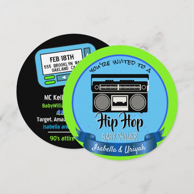 Convite Fofo Hip Hop Retro Antigo (Frente/Verso)