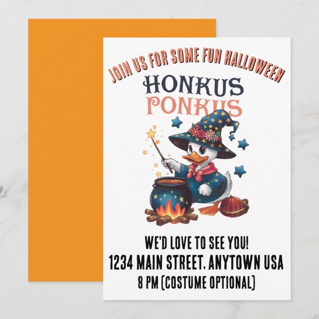 Convite Fofo Honkus Ponkus de Halloween (Frente/Verso)