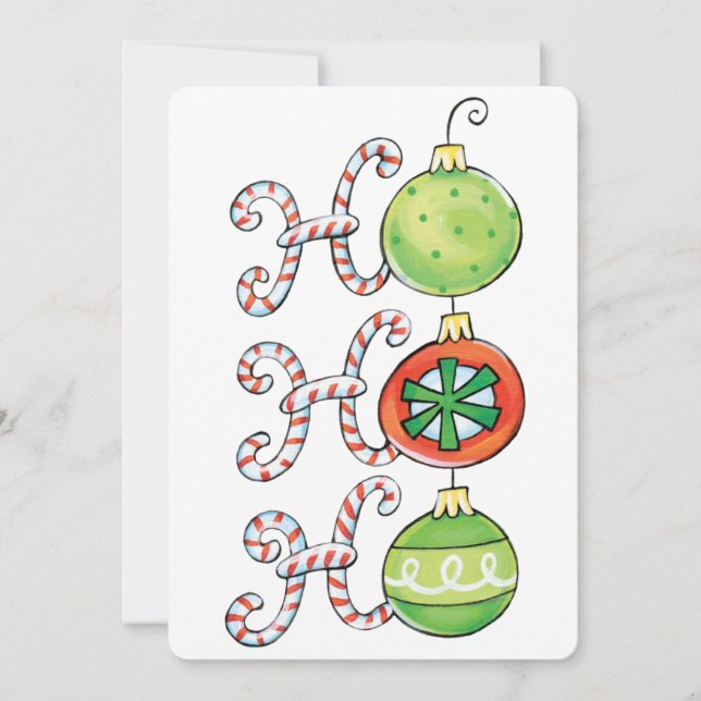 Convite Fofo Natal Ho Ho Ho, Doces Canudos Enfeites (Frente)