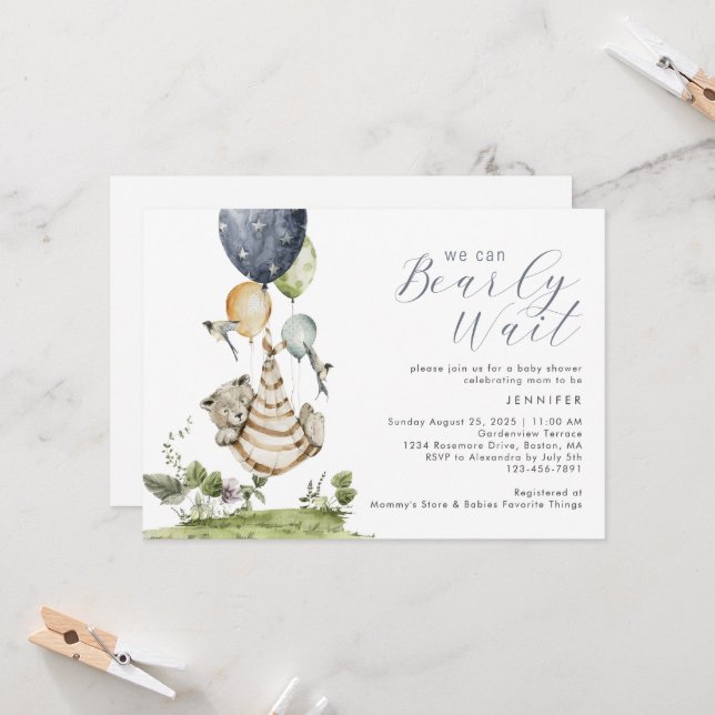 Convite Fofo, podemos esperar Chá de fraldas (Frente/Verso In Situ)