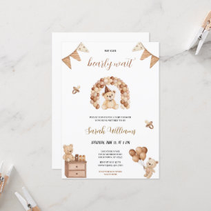 Convite fofo podemos esperar o bebê do urso pardo