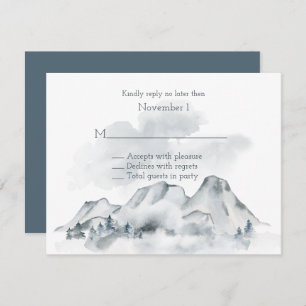 Convite Foggy Mountain Watercolor Weding RSVP