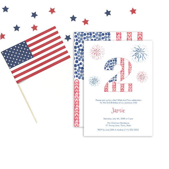 Convite Fogo de Artifício Vermelho Branco e Dois Aniversár (Criador carregado)