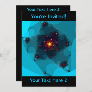 Convite Fogo De Gelo. Arte Fractal Azul.