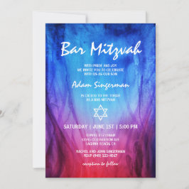 Convite Fogo e Gelo Azul Vermelho | Bar Mitzvah da Estrela
