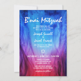 Convite Fogo Gelo Vermelho Azul | Bar Mitzvah Estrela de