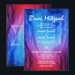Convite Fogo Gelo Vermelho Azul |  Bar Mitzvah Estrela de<br><div class="desc">Convites de B'nai Mitzvah elegantes, azuis e vermelhos, com tema de fogo e gelo que você pode personalizar facilmente com os detalhes do seu evento. O design original em aquarela retrata as chamas dançantes de fogo e gelo em tons marcantes de azul safira e violeta vermelho profundo. Este modelo de...</div>