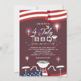 Convite Fogo Patriótico Vermelho Branco e Azul 4 de julho