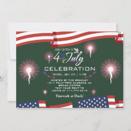Convite Fogo Patriótico Vermelho Branco e Azul 4 de julho
