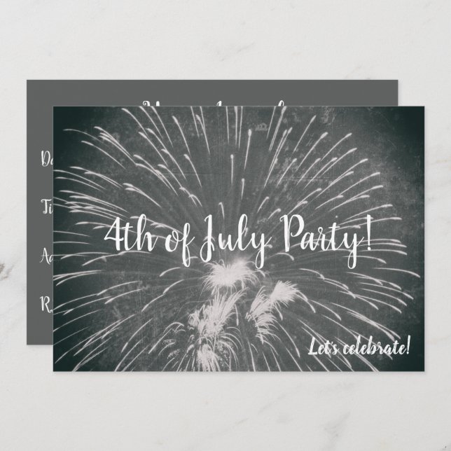 Convite Fogos de artifício 4 de julho (Frente/Verso)