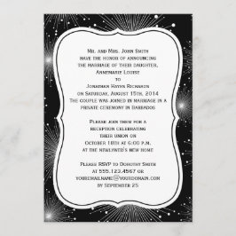 Convite Fogos de Artifício Black White Sunbursts Apenas Re