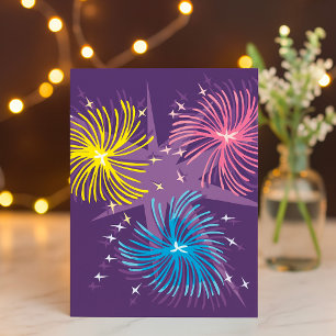 Convite Fogos de Artifício Coloridos e Retrô Explodem