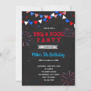 Convite fogos de artifício de 4 de julho um birthdayl