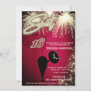 Convite Fogos de artifício de balões de gatos brancos e di