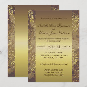 Convite Fogos de artifício de casamento de ouros