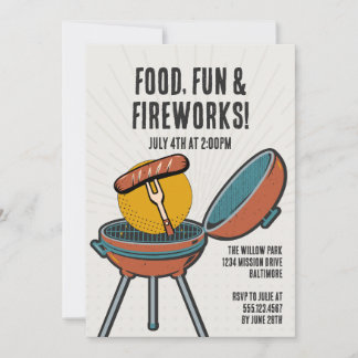 Convite Fogos de artifício de diversão de comida Barbecue